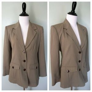 TALBOTS Green Beige 3 Button Wool Blend Blazer 2P